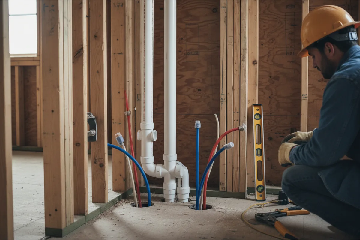 Drain and supply rough-in during Garbage Disposal Repair in Morganton