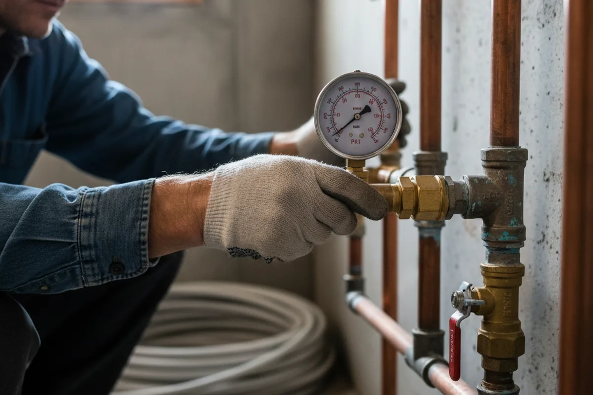 Pressure testing a repaired line during Water Line Repair in Morganton